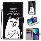 For iPhone 13 mini / Middle Finger White Cat