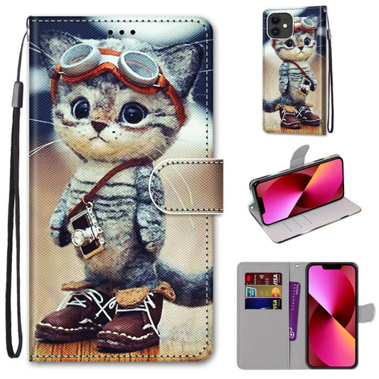 Coloured Drawing Cross Texture Horizontal Flip PU Leather Case with Holder & Card Slots & Wallet & Lanyard, For iPhone 13