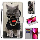 For iPhone 13 / B09 Golden Chain Grey Cat