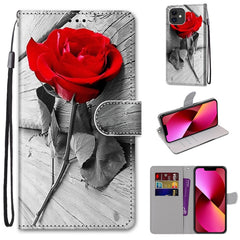 Coloured Drawing Cross Texture Horizontal Flip PU Leather Case with Holder & Card Slots & Wallet & Lanyard, For iPhone 13