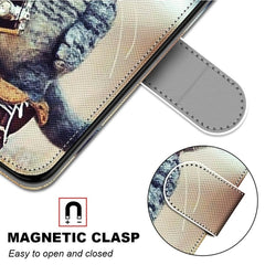 Funda de piel sintética con tapa horizontal con textura cruzada y dibujo de colores, con soporte, ranuras para tarjetas, billetera y cordón, para iPhone 13 Pro