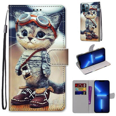 Coloured Drawing Cross Texture Horizontal Flip PU Leather Case with Holder & Card Slots & Wallet & Lanyard, For iPhone 13 Pro Max