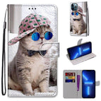 For iPhone 13 Pro Max / Slant Hat Blue Mirror Cat