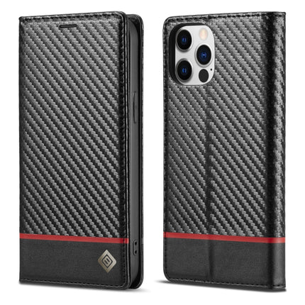 LC.IMEEKE Carbon Fiber PU + TPU Horizontal Flip Leather Case with Holder & Card Slot & Wallet, For iPhone 13 mini, For iPhone 13, For iPhone 13 Pro, For iPhone 13 Pro Max