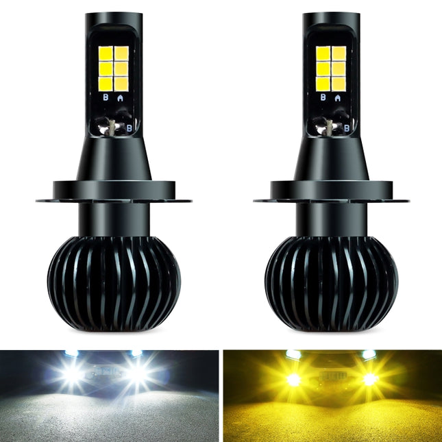 DC9-32V / 3000LM / 30W / 6000K+3000K IP65 Car LED Double Color Fog Light with 12LEDs CSP Lamp Beads, 2 PCS EV15 H1, 2 PCS EV15 H3, 2 PCS EV15 H7