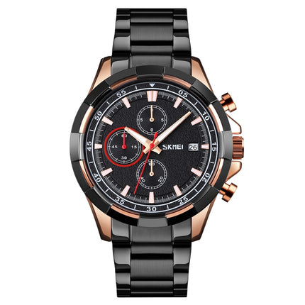 SKMEI 9192 Men Calendar Timing Stainless Steel Belt Luminous Quartz Watch