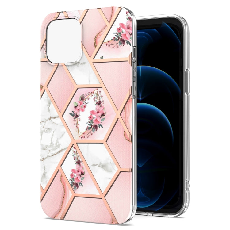 Electroplating Splicing Marble Flower Pattern TPU Shockproof Case, For iPhone 13 mini, For iPhone 13, For iPhone 13 Pro, For iPhone 13 Pro Max