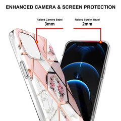 Electroplating Splicing Marble Flower Pattern TPU Shockproof Case, For iPhone 13 mini, For iPhone 13, For iPhone 13 Pro, For iPhone 13 Pro Max