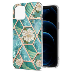 Electroplating Splicing Marble Flower Pattern TPU Shockproof Case, For iPhone 13 mini, For iPhone 13, For iPhone 13 Pro, For iPhone 13 Pro Max