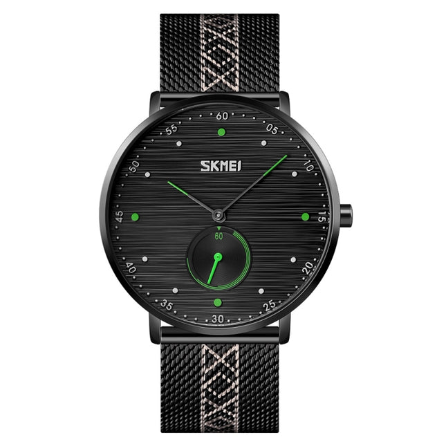 SKMEI 9218 Men Horizontal Striped Arabic Numeral Dial Mesh Belt Quartz Watch