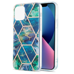 Electroplating Splicing Marble Flower Pattern Dual-side IMD TPU Shockproof Case, For iPhone 13 mini, For iPhone 13, For iPhone 13 Pro, For iPhone 13 Pro Max