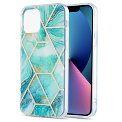 Electroplating Splicing Marble Flower Pattern Dual-side IMD TPU Shockproof Case, For iPhone 13 mini, For iPhone 13, For iPhone 13 Pro, For iPhone 13 Pro Max