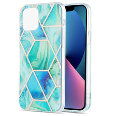 Electroplating Splicing Marble Flower Pattern Dual-side IMD TPU Shockproof Case, For iPhone 13 mini, For iPhone 13, For iPhone 13 Pro, For iPhone 13 Pro Max