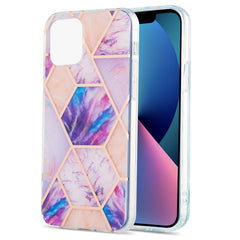 Electroplating Splicing Marble Flower Pattern Dual-side IMD TPU Shockproof Case, For iPhone 13 mini, For iPhone 13, For iPhone 13 Pro, For iPhone 13 Pro Max