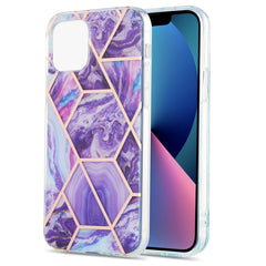 Electroplating Splicing Marble Flower Pattern Dual-side IMD TPU Shockproof Case, For iPhone 13 mini, For iPhone 13, For iPhone 13 Pro, For iPhone 13 Pro Max