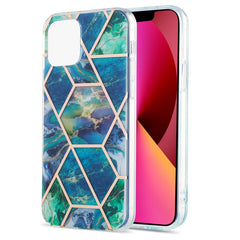 Electroplating Splicing Marble Flower Pattern Dual-side IMD TPU Shockproof Case, For iPhone 13 mini, For iPhone 13, For iPhone 13 Pro, For iPhone 13 Pro Max