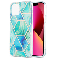 Electroplating Splicing Marble Flower Pattern Dual-side IMD TPU Shockproof Case, For iPhone 13 mini, For iPhone 13, For iPhone 13 Pro, For iPhone 13 Pro Max