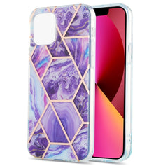 Electroplating Splicing Marble Flower Pattern Dual-side IMD TPU Shockproof Case, For iPhone 13 mini, For iPhone 13, For iPhone 13 Pro, For iPhone 13 Pro Max