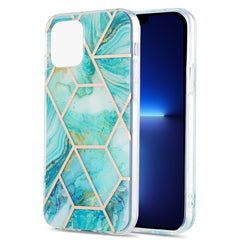 Electroplating Splicing Marble Flower Pattern Dual-side IMD TPU Shockproof Case, For iPhone 13 mini, For iPhone 13, For iPhone 13 Pro, For iPhone 13 Pro Max