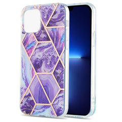 Electroplating Splicing Marble Flower Pattern Dual-side IMD TPU Shockproof Case, For iPhone 13 mini, For iPhone 13, For iPhone 13 Pro, For iPhone 13 Pro Max