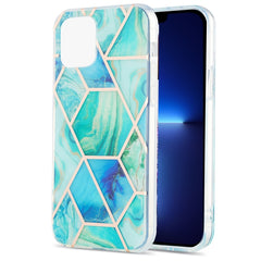 Electroplating Splicing Marble Flower Pattern Dual-side IMD TPU Shockproof Case, For iPhone 13 mini, For iPhone 13, For iPhone 13 Pro, For iPhone 13 Pro Max