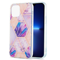 Electroplating Splicing Marble Flower Pattern Dual-side IMD TPU Shockproof Case, For iPhone 13 mini, For iPhone 13, For iPhone 13 Pro, For iPhone 13 Pro Max