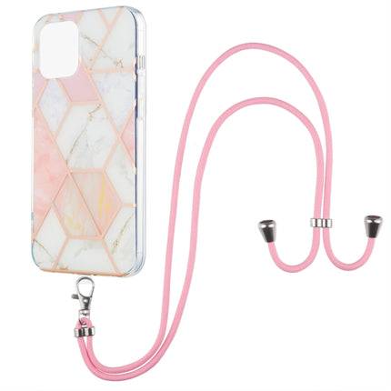 Electroplating Splicing Marble Pattern Dual-side IMD TPU Shockproof Case with Neck Lanyard, For iPhone 13 mini, For iPhone 13, For iPhone 13 Pro, For iPhone 13 Pro Max