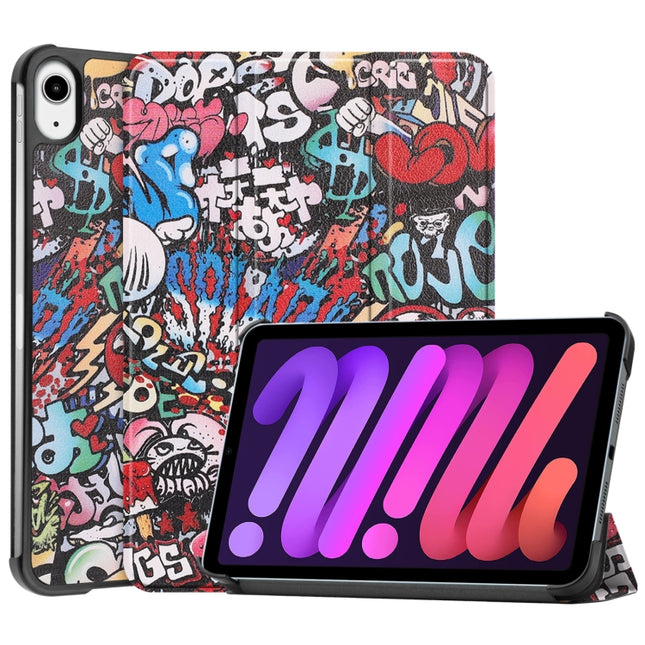 Funda de cuero inteligente para tableta con tres pliegues y pintada de Custer, para iPad mini 6/mini 2024, para Huawei MatePad 11 2021