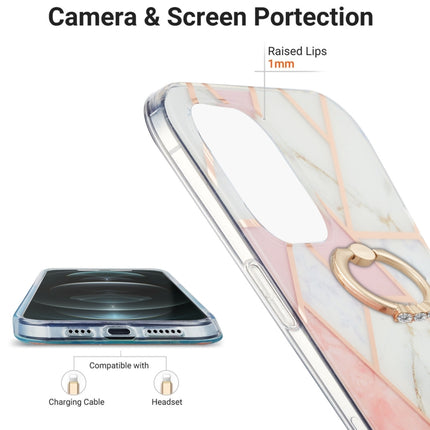 Electroplating Splicing Marble Pattern Dual-side IMD TPU Shockproof Case with Ring Holder, For iPhone 13 mini, For iPhone 13, For iPhone 13 Pro, For iPhone 13 Pro Max