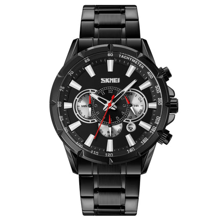 SKMEI 9241 Men Calendar Stopwatch Stainless Steel Strap Quartz Watch
