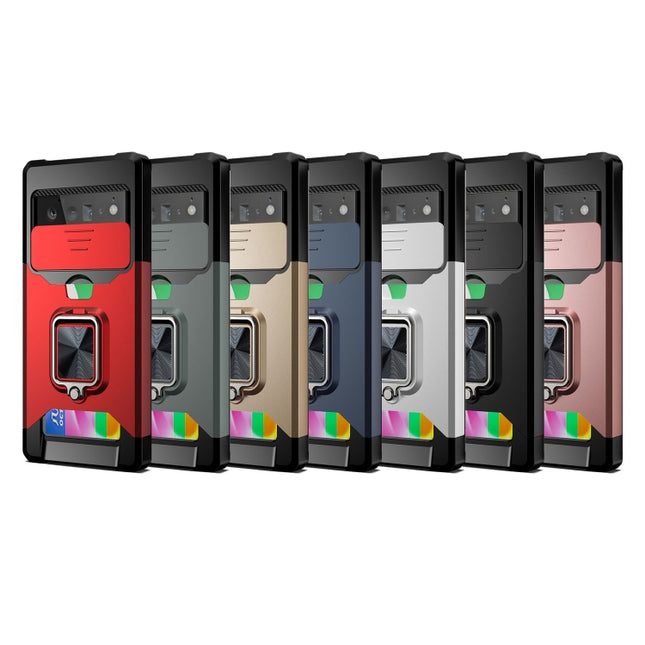 Sliding Camera Cover Design PC + TPU Shockproof Case with Ring Holder & Card Slot, For Google Pixel 6 Pro, For Samsung Galaxy A52, For Samsung Galaxy A72