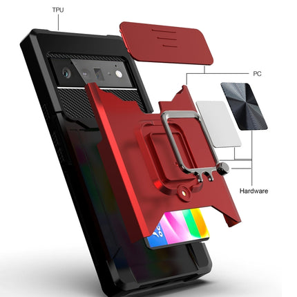 Sliding Camera Cover Design PC + TPU Shockproof Case with Ring Holder & Card Slot, For Google Pixel 6 Pro, For Samsung Galaxy A52, For Samsung Galaxy A72