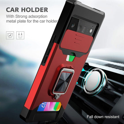 Sliding Camera Cover Design PC + TPU Shockproof Case with Ring Holder & Card Slot, For Google Pixel 6 Pro, For Samsung Galaxy A52, For Samsung Galaxy A72