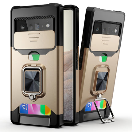 Sliding Camera Cover Design PC + TPU Shockproof Case with Ring Holder & Card Slot, For Google Pixel 6 Pro, For Samsung Galaxy A52, For Samsung Galaxy A72