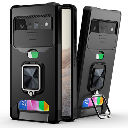 Sliding Camera Cover Design PC + TPU Shockproof Case with Ring Holder & Card Slot, For Google Pixel 6 Pro, For Samsung Galaxy A52, For Samsung Galaxy A72