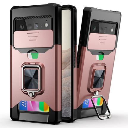 Sliding Camera Cover Design PC + TPU Shockproof Case with Ring Holder & Card Slot, For Google Pixel 6 Pro, For Samsung Galaxy A52, For Samsung Galaxy A72