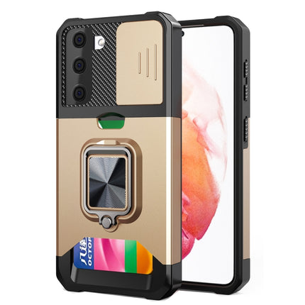 Sliding Camera Cover Design PC + TPU Shockproof Case with Ring Holder & Card Slot, For Samsung Galaxy S21, For Samsung Galaxy S21+, For Samsung Galaxy A12