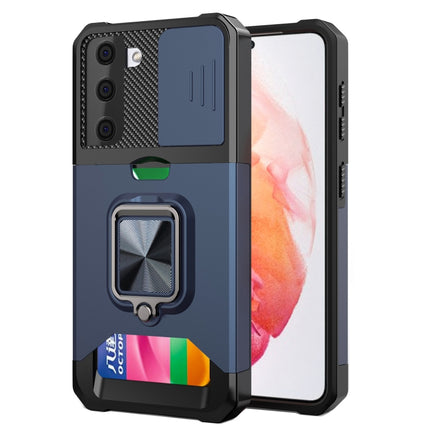 Sliding Camera Cover Design PC + TPU Shockproof Case with Ring Holder & Card Slot, For Samsung Galaxy S21, For Samsung Galaxy S21+, For Samsung Galaxy A12