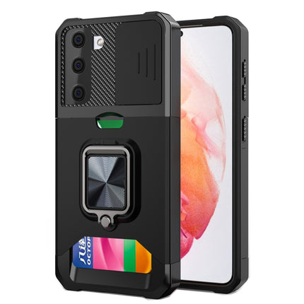 Sliding Camera Cover Design PC + TPU Shockproof Case with Ring Holder & Card Slot, For Samsung Galaxy S21, For Samsung Galaxy S21+, For Samsung Galaxy A12