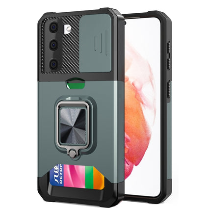 Sliding Camera Cover Design PC + TPU Shockproof Case with Ring Holder & Card Slot, For Samsung Galaxy S21, For Samsung Galaxy S21+, For Samsung Galaxy A12