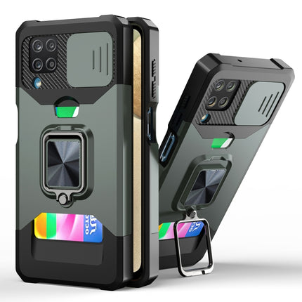 Sliding Camera Cover Design PC + TPU Shockproof Case with Ring Holder & Card Slot, For Samsung Galaxy S21, For Samsung Galaxy S21+, For Samsung Galaxy A12