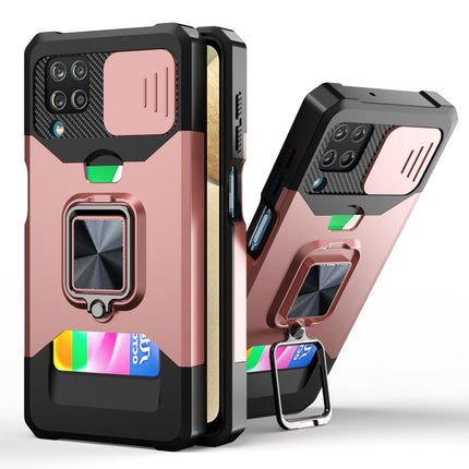 Sliding Camera Cover Design PC + TPU Shockproof Case with Ring Holder & Card Slot, For Samsung Galaxy S21, For Samsung Galaxy S21+, For Samsung Galaxy A12