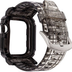 For Apple Watch Series 9 / 8 / 7 45mm / 6 / 5 / 4 / Watch SE 44mm / Watch 42mm / Black Through. - Silver Clasp
