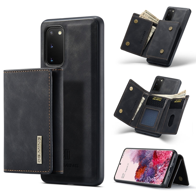 DG.MING M1 Series 3-Fold Multi Card Wallet  Back Cover Shockproof Case with Holder Function, For Samsung Galaxy S20