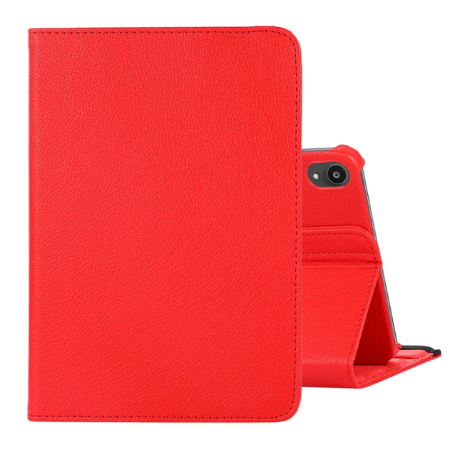 Funda de cuero con tapa y textura de lichi con rotación de 360 ​​grados y soporte para iPad mini 6/mini 2024