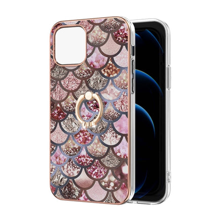 Electroplating Pattern IMD TPU Shockproof Case with Rhinestone Ring Holder, For iPhone 13 mini, For iPhone 13, For iPhone 13 Pro, For iPhone 13 Pro Max