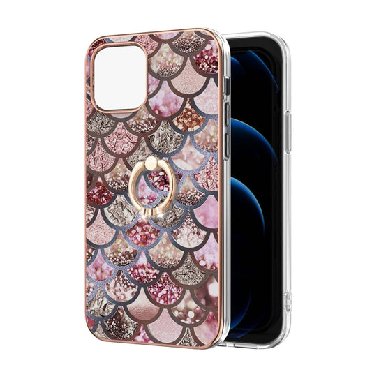 Electroplating Pattern IMD TPU Shockproof Case with Rhinestone Ring Holder, For iPhone 13 mini, For iPhone 13, For iPhone 13 Pro, For iPhone 13 Pro Max, For iPhone 12 mini