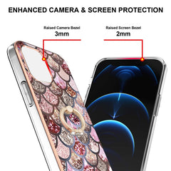 Electroplating Pattern IMD TPU Shockproof Case with Rhinestone Ring Holder, For iPhone 13 mini, For iPhone 13, For iPhone 13 Pro, For iPhone 13 Pro Max, For iPhone 12 mini