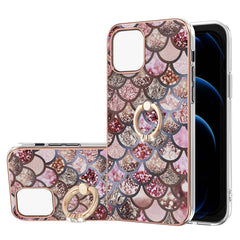 Electroplating Pattern IMD TPU Shockproof Case with Rhinestone Ring Holder, For iPhone 13 mini, For iPhone 13, For iPhone 13 Pro, For iPhone 13 Pro Max, For iPhone 12 mini