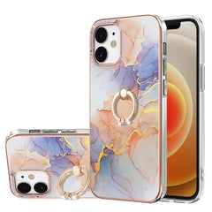 Electroplating Pattern IMD TPU Shockproof Case with Rhinestone Ring Holder, For iPhone 13 mini, For iPhone 13, For iPhone 13 Pro, For iPhone 13 Pro Max, For iPhone 12 mini